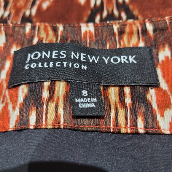Jones New York Women's 100% Silk Burnt Orange Lined Faux Wrap Skirt Size 8 Luxe - Picture 10 of 11